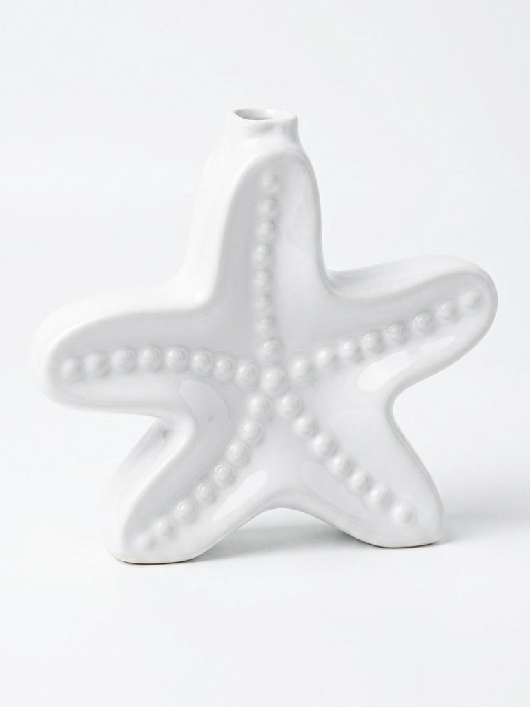Vintage Coastal Starfish Ceramic Bud Vase Image 3
