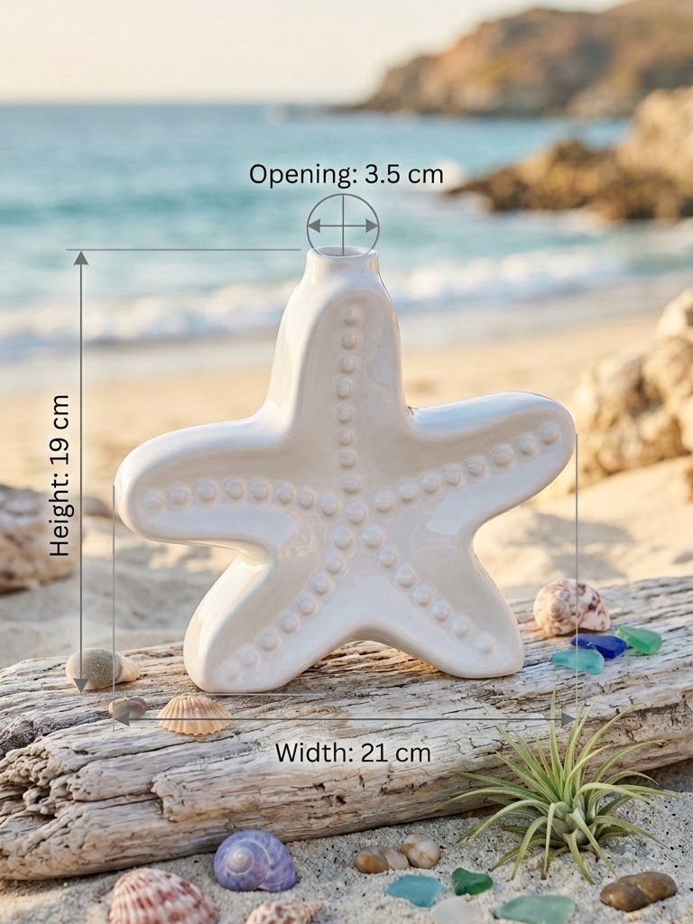 Vintage Coastal Starfish Ceramic Bud Vase Image 2