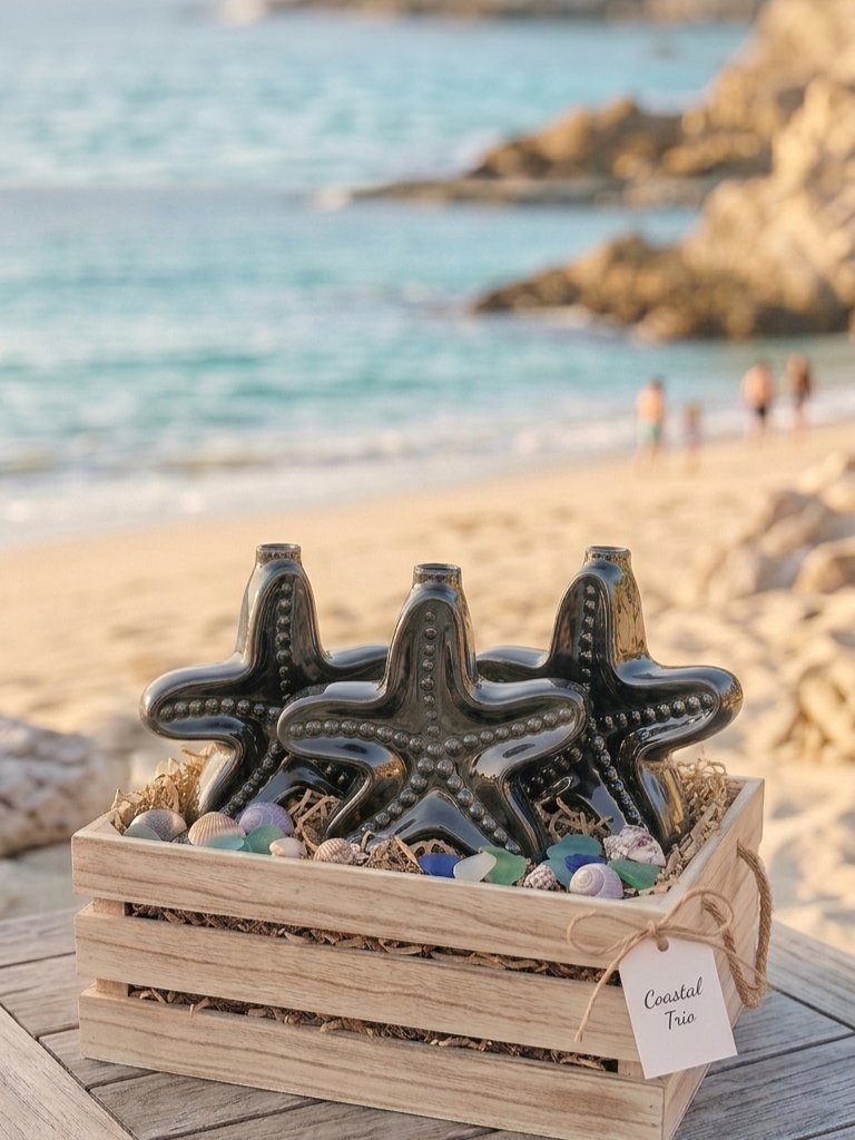 Vintage Coastal Starfish Ceramic Vase Image 3