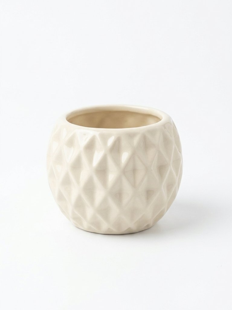 Vintage Diamond Textured Ceramic Planter Image 3
