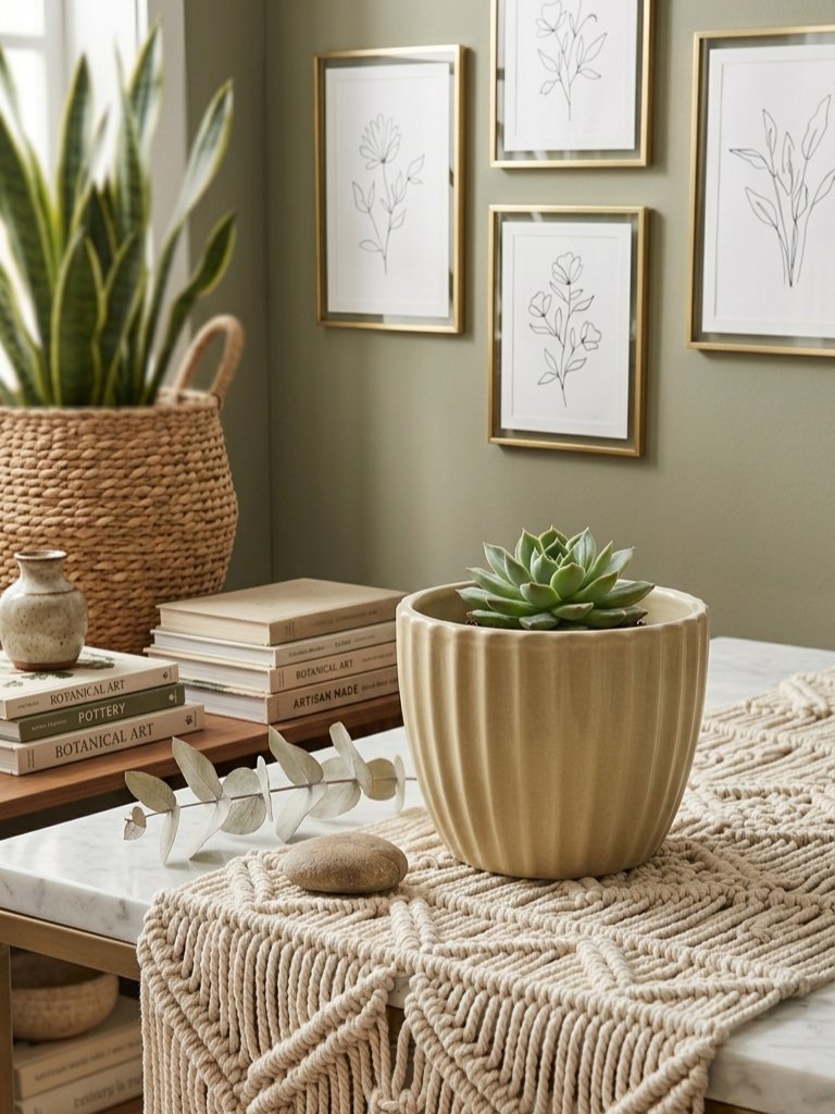 Vintage Fluted Ribbed Ceramic Planter Image 4