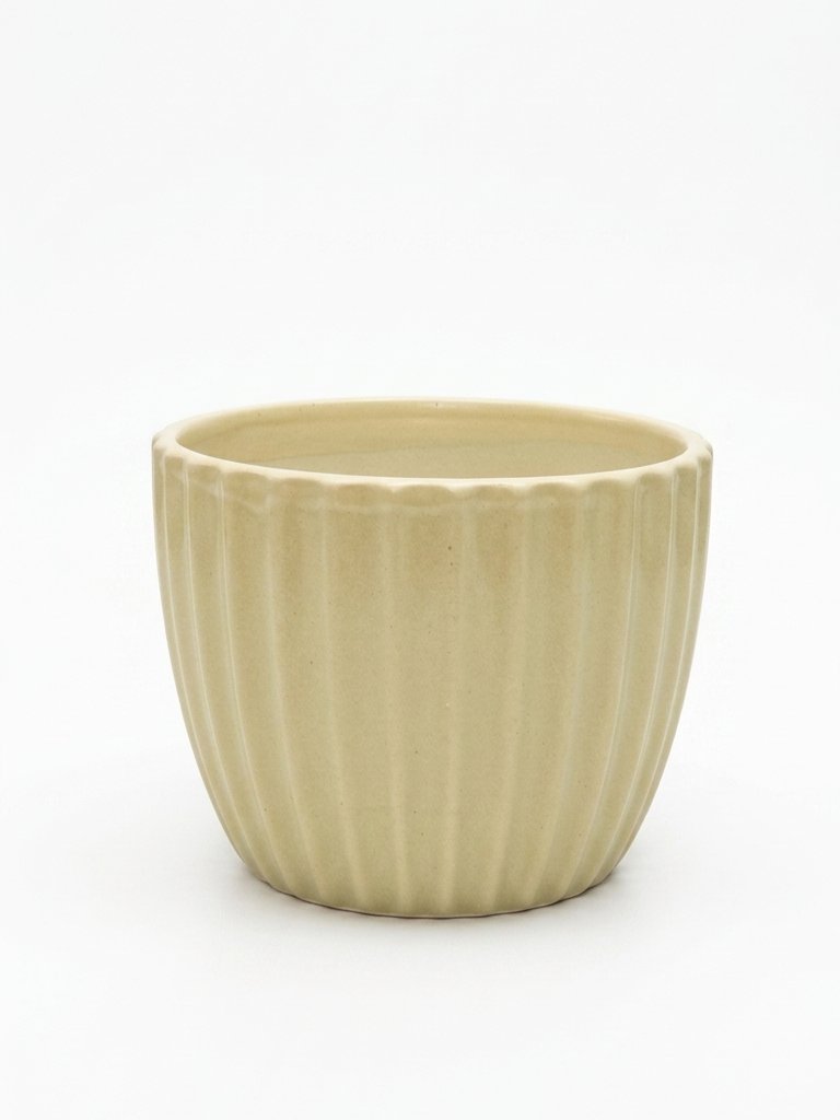 Vintage Fluted Ribbed Ceramic Planter Image 3