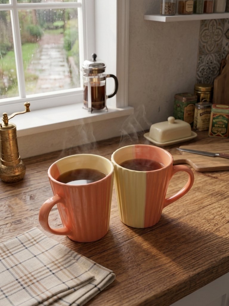 Blush Duo Ribbed Ceramic Mug Image