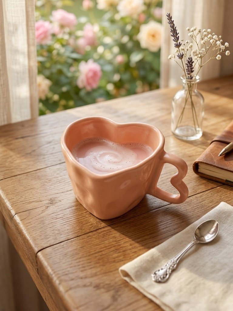 Blush Heart Handle Ceramic Mug Image