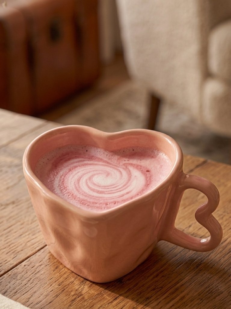 Blush Heart Handle Ceramic Mug Image