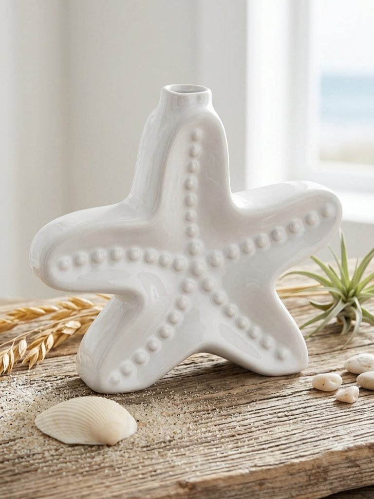 Coastal Starfish Ceramic Bud Vase Image