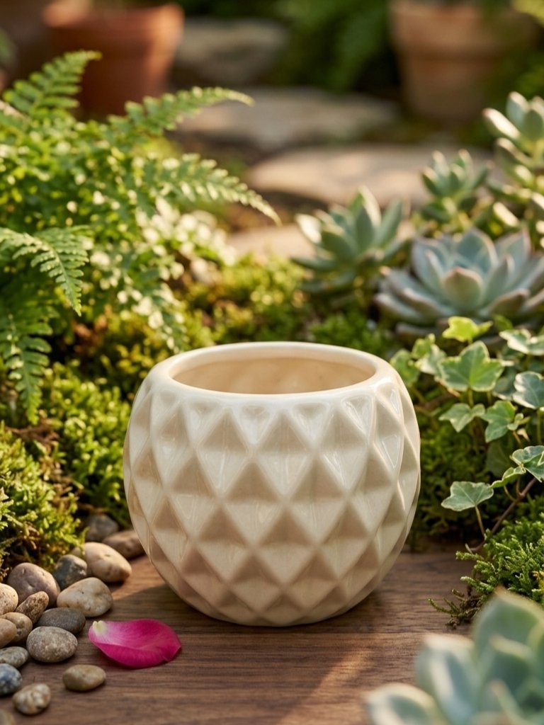 Diamond Textured Ceramic Planter Image