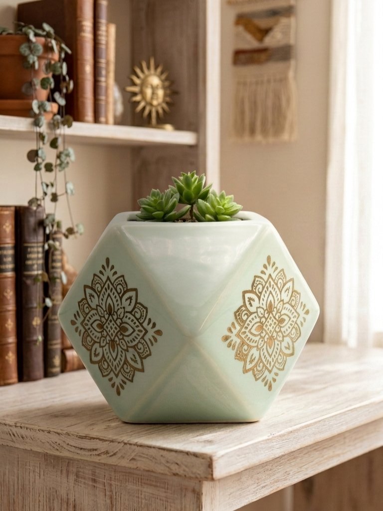 Geometric Mandala Ceramic Planter Image