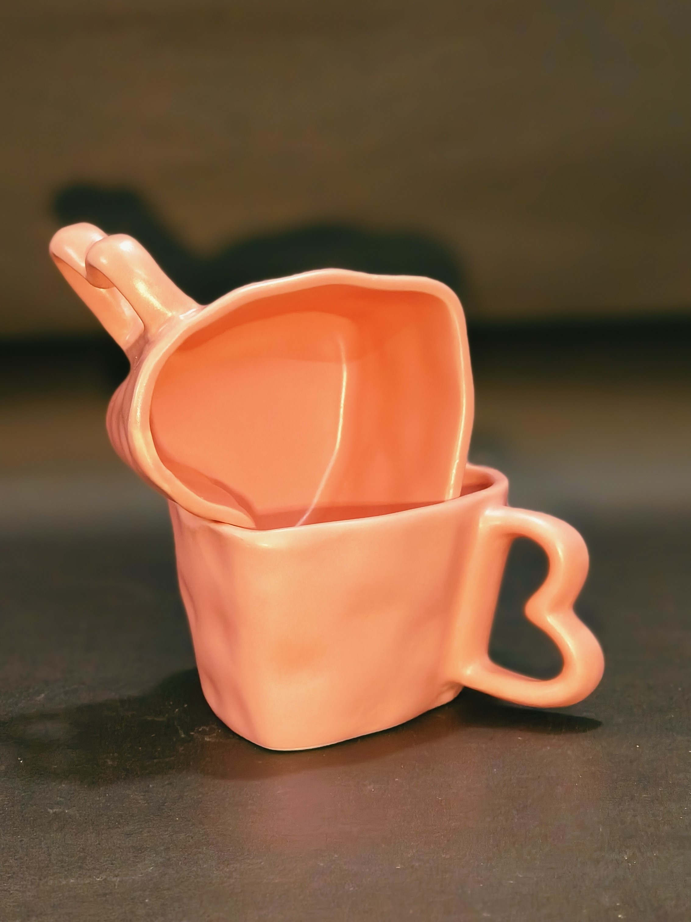 Blush Heart Handle Ceramic Mug Image