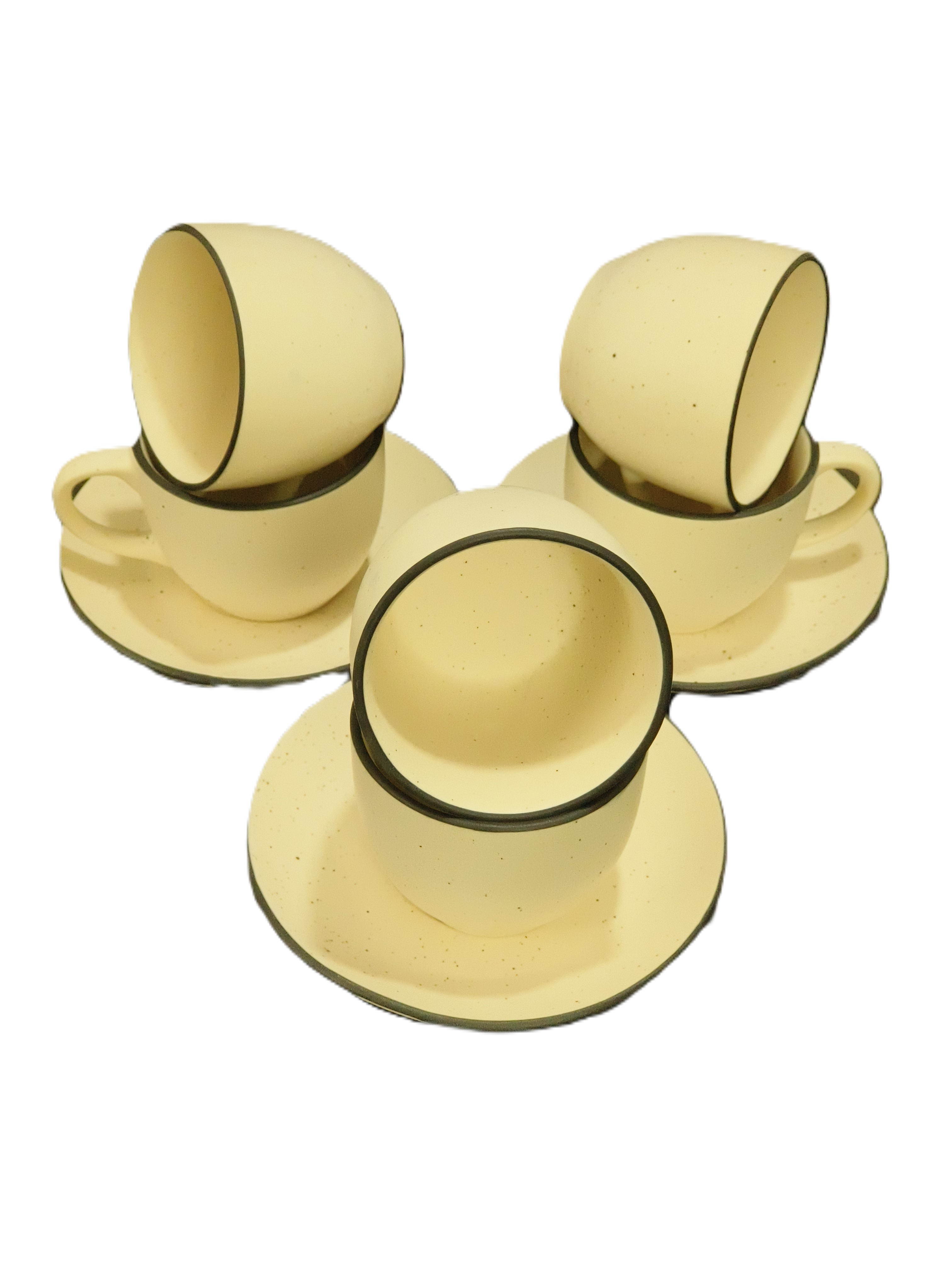 Minimalist Speckled Ceramic Tea Cup & Saucer Set Image