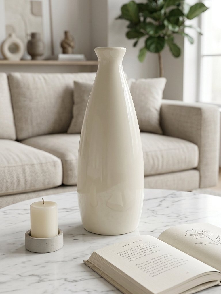 Nordic Creamy Smooth Ceramic Drop Vase Image