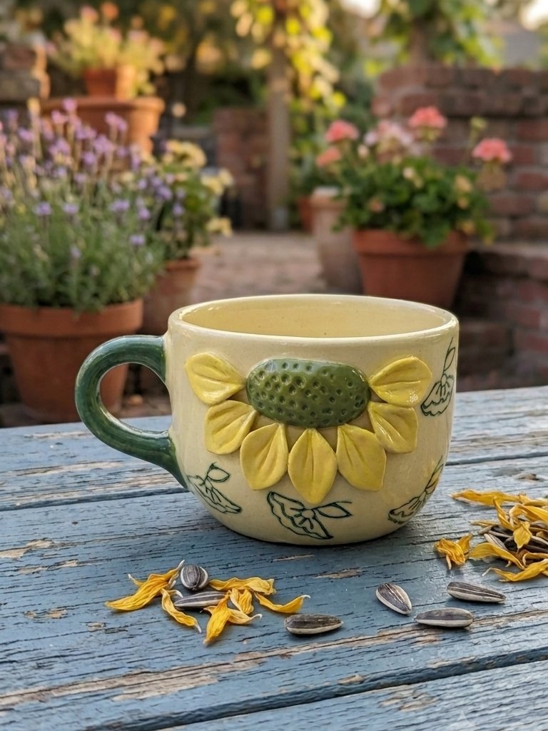 SunBloom 3D Floral Ceramic Mug Image