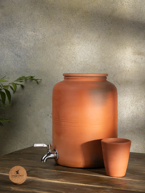 Terracotta clay Water jug - 2000 ml | Pre-seasoned Matka Image
